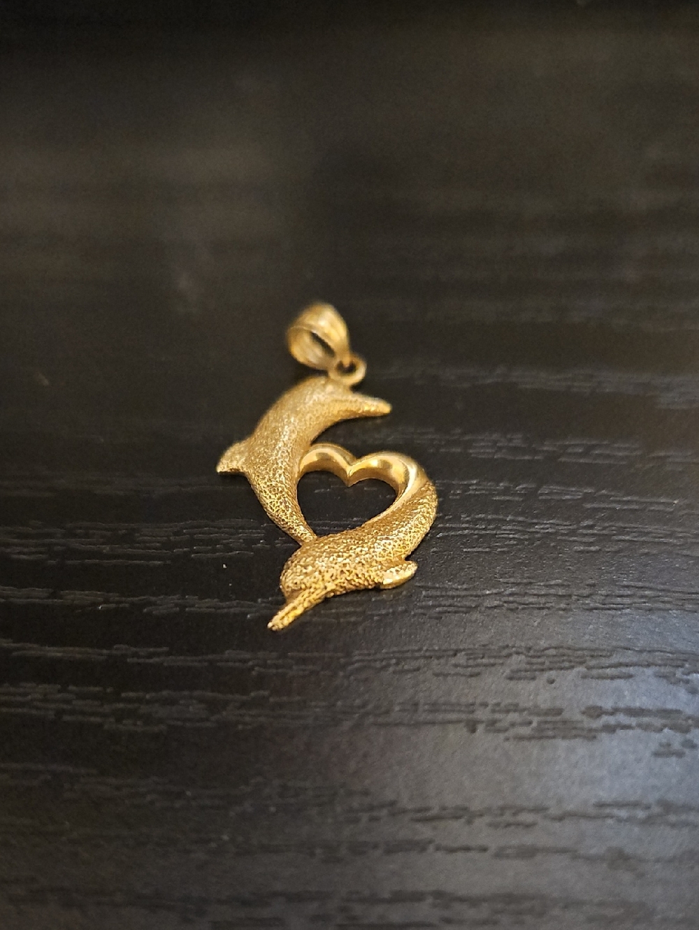Gold Dolphin Heart Pendant Necklace - Women Jewelry